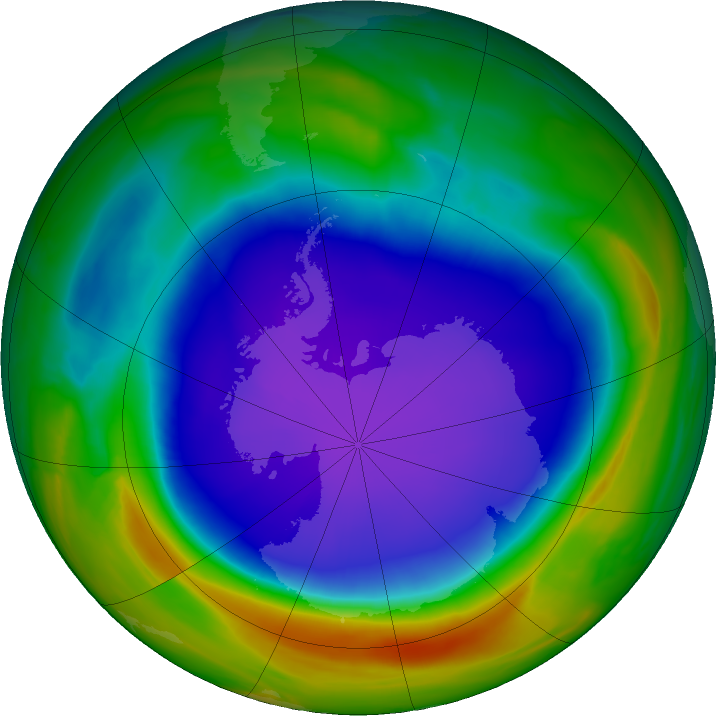 Antarctic ozone map for 15 October 2021